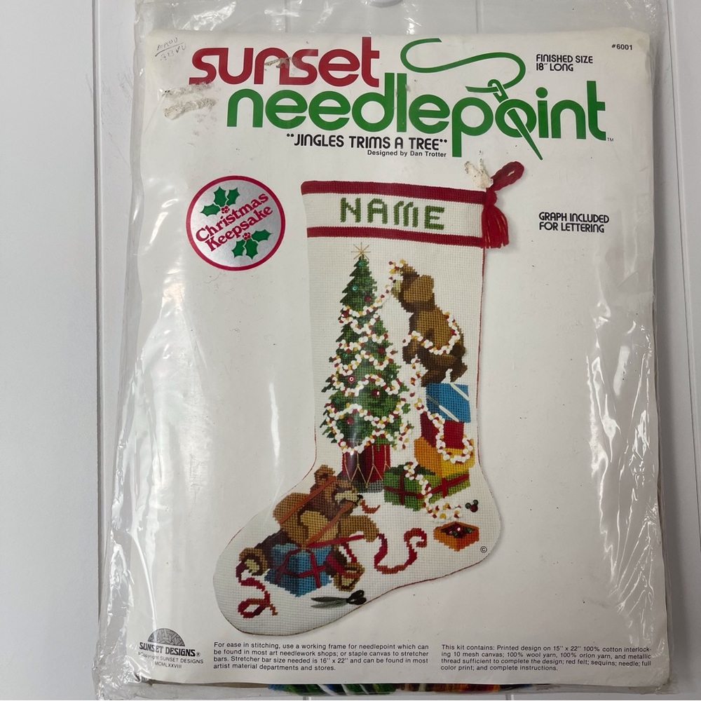 Sunset Needlepoint Christmas Stocking Kit Jingles Trims A Tree